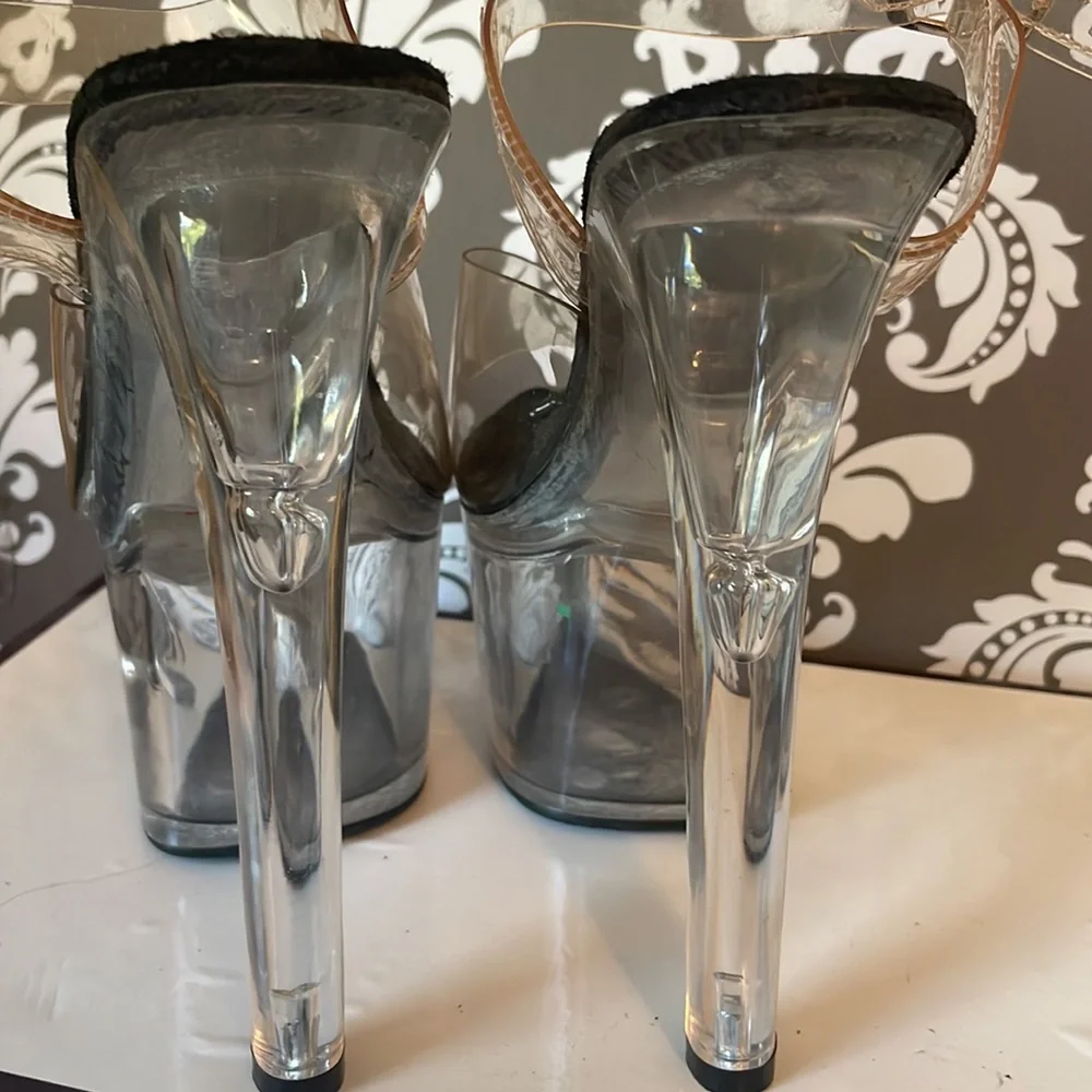 Stripper shoes - platform with place for tips - clear shoes - Halloween, pageant